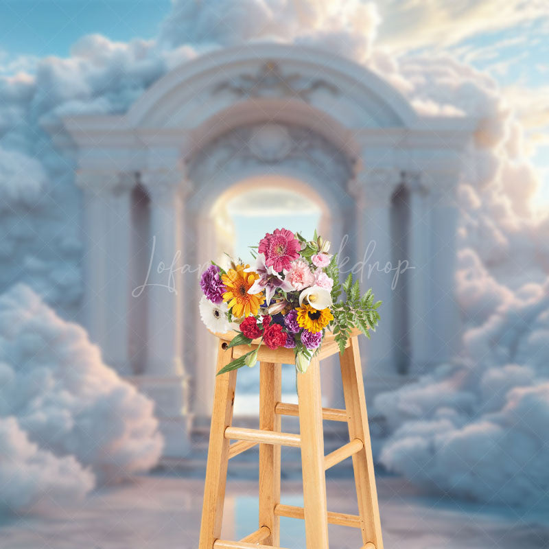 Lofaris White Arch Clouds Wonderland Fine Art Photo Backdrop