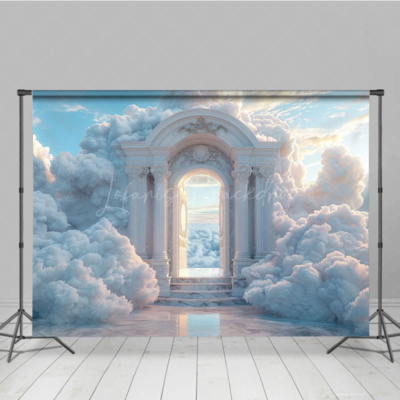 Lofaris White Arch Clouds Wonderland Fine Art Photo Backdrop