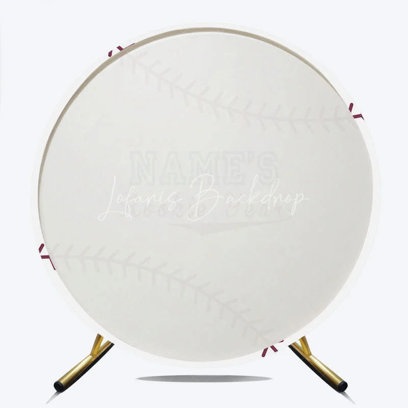 Lofaris White Baseball Rookie Year Round Backdrop with Red Stitching Sports Theme Baby Shower or Birthday Party Decor