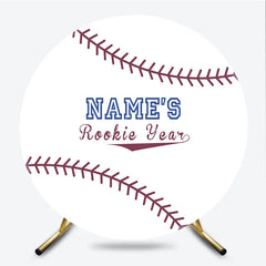 Lofaris White Baseball Rookie Year Round Backdrop with Red Stitching Sports Theme Baby Shower or Birthday Party Decor