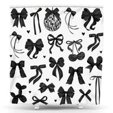 Lofaris White Black Bow Cherry Ball Birthday Shower Curtain
