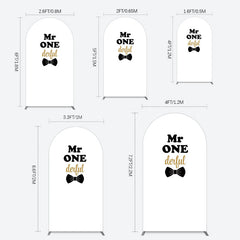 Lofaris White Black Bow Mr Onederful Birthday Arch Backdrop