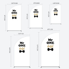 Lofaris White Black Bow Mr Onederful Birthday Half Moon Arch Backdrop
