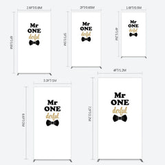 Lofaris White Black Bow Mr Onederful Birthday Rectangle Backdrop