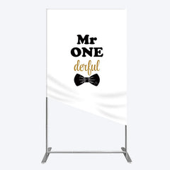 Lofaris White Black Bow Mr Onederful Birthday Rectangle Backdrop