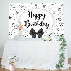Lofaris White Black Bow Pearl Necklace Happy Birthday Backdrop