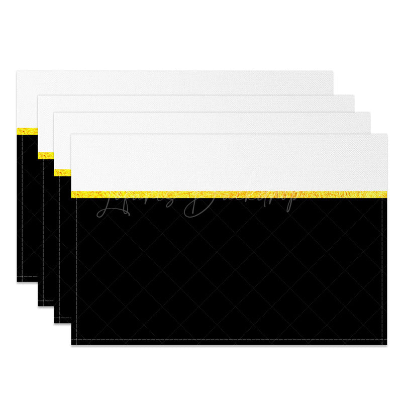 Lofaris White Black Gold Glitter Dining Set Of 4 Placemats