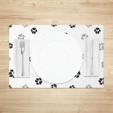 Lofaris White Black Grey Pet Paw Print Set of 4 Placemats