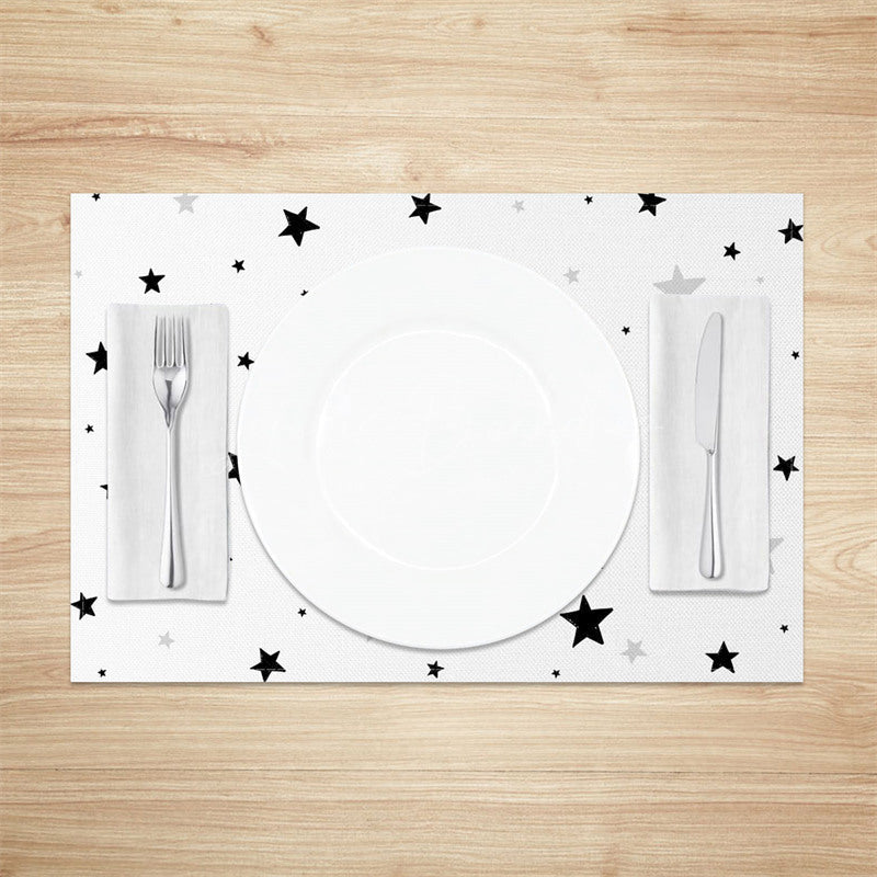 Lofaris White Black Grey Stars Pattern Set of 4 Placemats