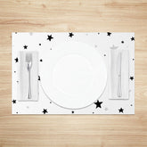 Lofaris White Black Grey Stars Pattern Set of 4 Placemats