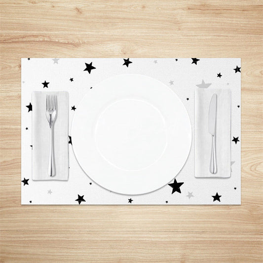 Lofaris White Black Grey Stars Pattern Set of 4 Placemats