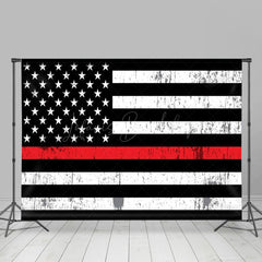 Lofaris White Black Red Vintage Shabby Usa Flag Backdrop