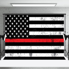 Lofaris White Black Red Vintage Shabby Usa Flag Backdrop