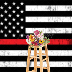 Lofaris White Black Red Vintage Shabby Usa Flag Backdrop