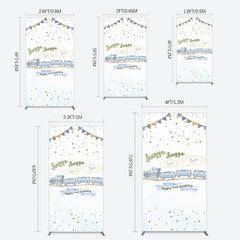 Lofaris White Blue Train Happy 2nd Birthday Rectangle Backdrop