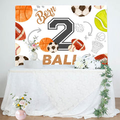 Lofaris White Born 2 Ball Sports Happy Birthday Backdrop