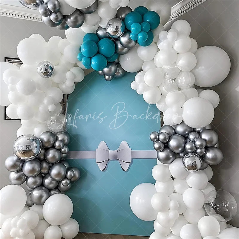 Lofaris White Bow Tiffany Blue Birthday Arch Backdrop