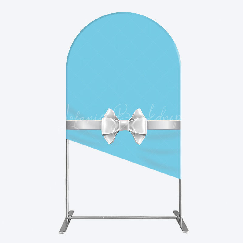Lofaris White Bow Tiffany Blue Birthday Arch Backdrop