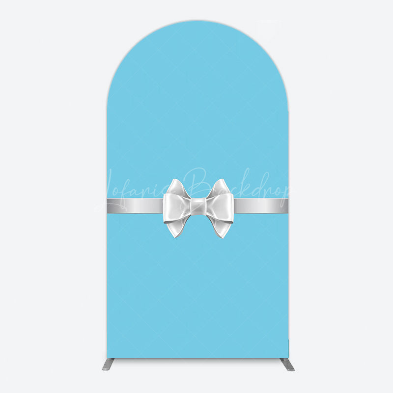 Lofaris White Bow Tiffany Blue Birthday Arch Backdrop