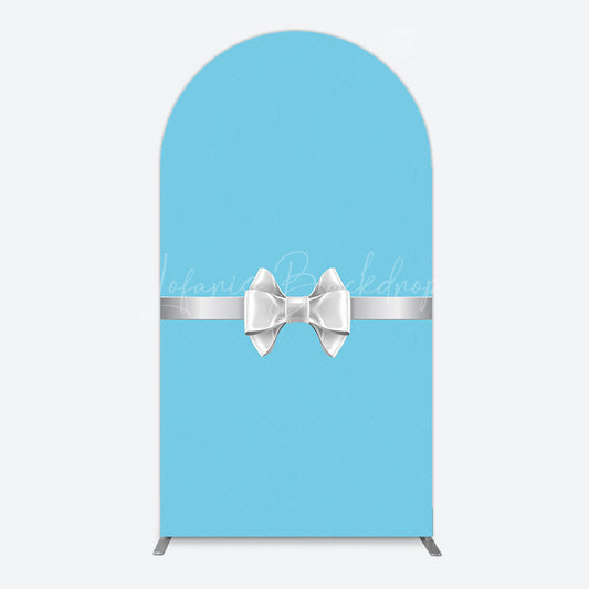 Lofaris White Bow Tiffany Blue Birthday Arch Backdrop