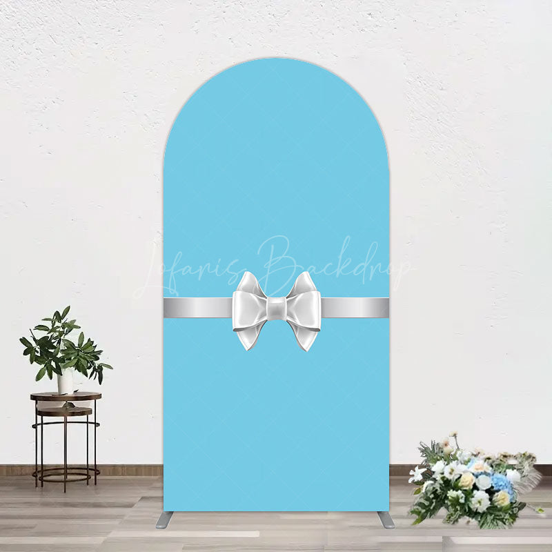 Lofaris White Bow Tiffany Blue Birthday Arch Backdrop