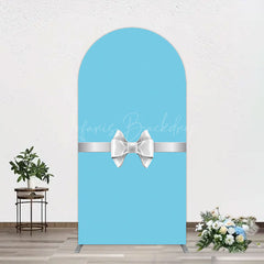 Lofaris White Bow Tiffany Blue Birthday Arch Backdrop