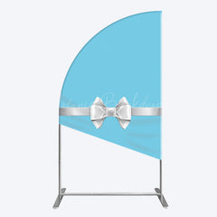 Lofaris White Bow Tiffany Blue Birthday Half Moon Arch Backdrop