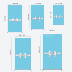 Lofaris White Bow Tiffany Blue Birthday Rectangle Backdrop
