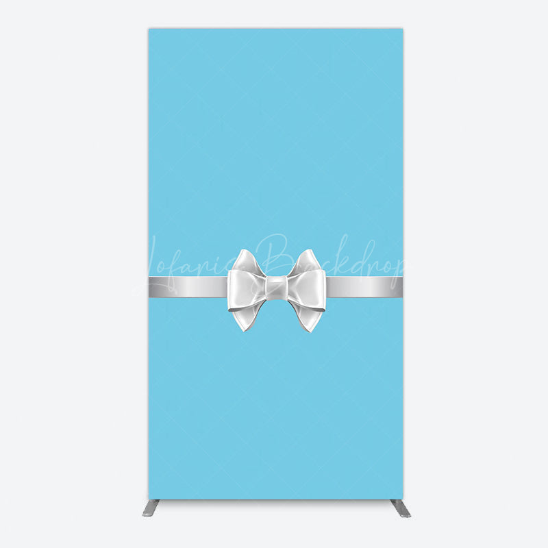Lofaris White Bow Tiffany Blue Birthday Rectangle Backdrop