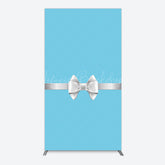 Lofaris White Bow Tiffany Blue Birthday Rectangle Backdrop