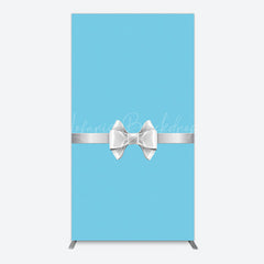 Lofaris White Bow Tiffany Blue Birthday Rectangle Backdrop