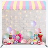Lofaris White Brick Wall Dessert Birthday Pillow Case Backdrop