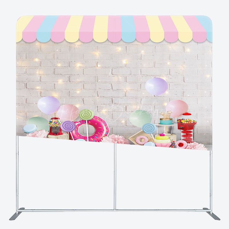 Lofaris White Brick Wall Dessert Birthday Pillow Case Backdrop
