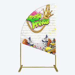 Lofaris White Brick Wall Fresh Prince Birthday Half Moon Arch Backdrop