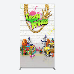 Lofaris White Brick Wall Fresh Prince Birthday Rectangle Backdrop