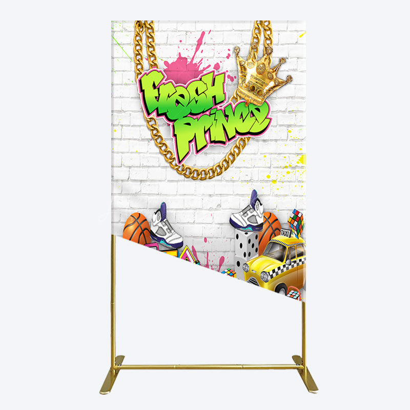 Lofaris White Brick Wall Fresh Prince Birthday Rectangle Backdrop
