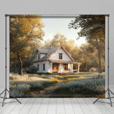 Lofaris White Cabin In Forest Spring Photography Backdrop