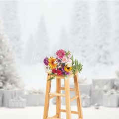 Lofaris White Christmas Backdrop Snowy Forest Silver Ornament Photography Background Winter Wonderland Holiday Party Decoration Prop