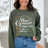 Lofaris White Christmas Green Sweatshirt Personalized Name Family Matching Pullover Festive Holiday Outfit for Group Photo