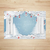 Lofaris White Cloud Trees Bauble Blue Xmas Set Of 4 Placemats