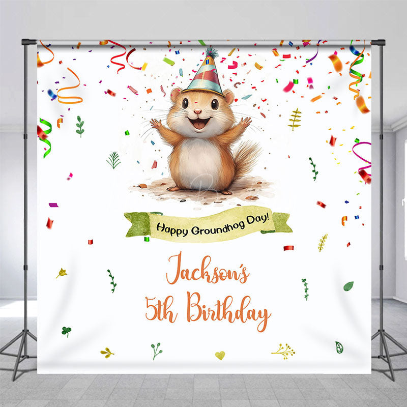 Lofaris White Colorful Ribbons Custom 5th Birthday Backdrop