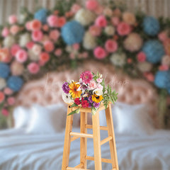Lofaris White Curtain Floral And Soft Headboard Backdrop