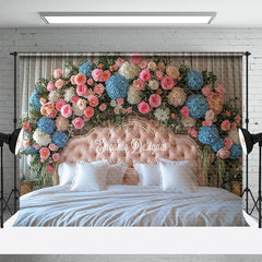 Lofaris White Curtain Floral And Soft Headboard Backdrop