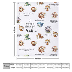 Lofaris White Cute Floral Animals Pattern Text Baby Blanket