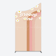 Lofaris White Daisy Floral Rainbow Groovy One Arch Backdrop