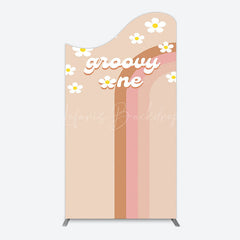 Lofaris White Daisy Floral Rainbow Groovy One Arch Backdrop