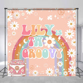 Lofaris White Daisy Two Groovy Custom Name Birthday Backdrop