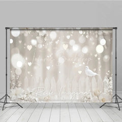 Lofaris White Dove and Heart Bokeh Photography Backdrop Elegant Floral Fence Romantic Wedding Studio Background