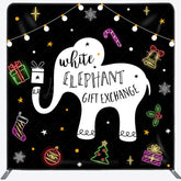 Lofaris White Elephant Gift Exchange Xmas Pillow Case Backdrop