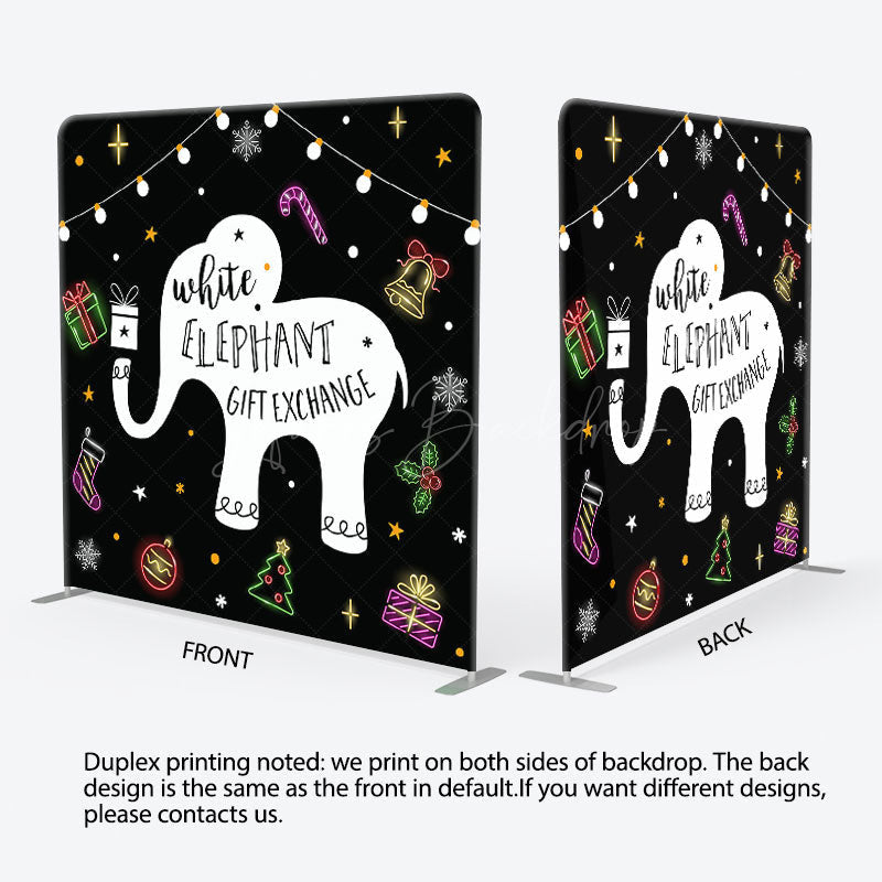 Lofaris White Elephant Gift Exchange Xmas Pillow Case Backdrop